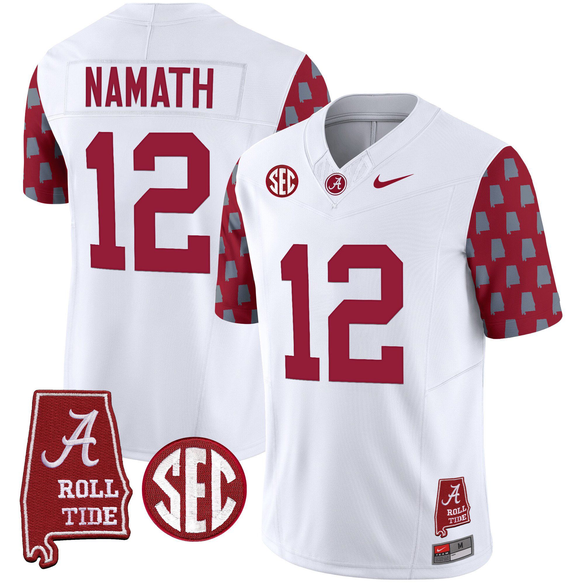 Men Alabama Crimson Tide #12 Namath White Vapor Limited 2024 Nike NCAA Jersey style 1